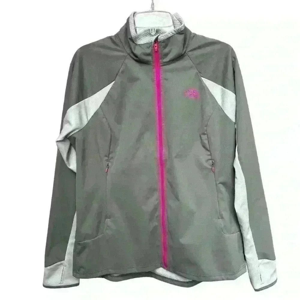 The North Face Women Lightweight Flash Dry Jacket Two Tone Gray & Pink Size L